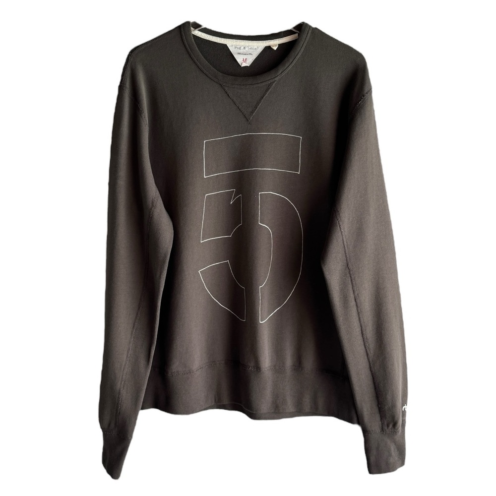 RAG & BONE MENS BROWN NUMBERS COLLECTION NUMBER 5 CREW CREWNECK SWEATSHIRT SZ M